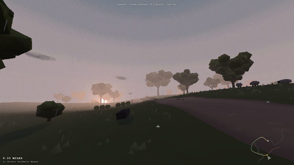 Open countryside in evening haze